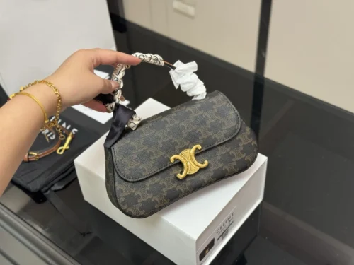 Celine Triomphe Leather Hobo Bag