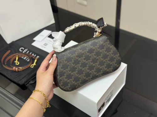 Celine Triomphe Leather Hobo Bag
