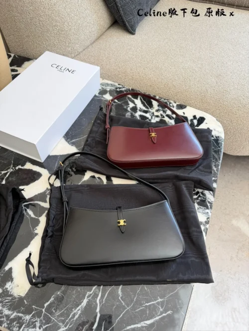 Celine Black Leather Baguette Bag