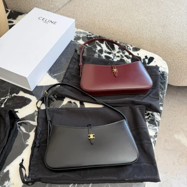 Celine Black Leather Baguette Bag