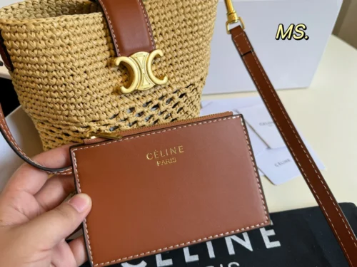 Celine Raffia Card Holder