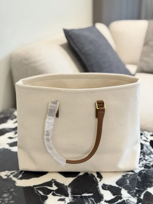 Celine Cabas White Leather Tote Bag