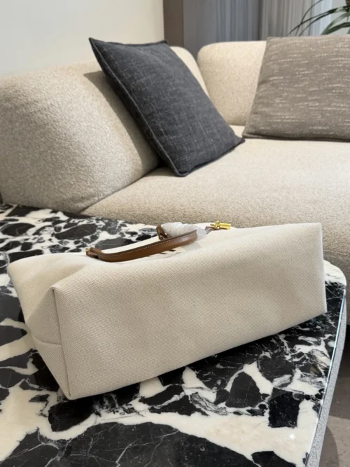 Celine Cabas White Leather Tote Bag