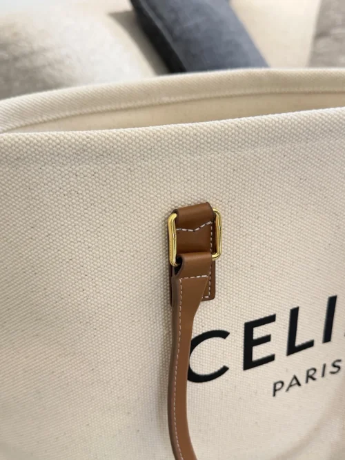 Celine Cabas White Leather Tote Bag