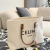 Celine Cabas White Leather Tote Bag