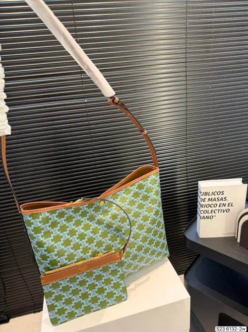 Celine Brown Monogram Leather Tote Bag
