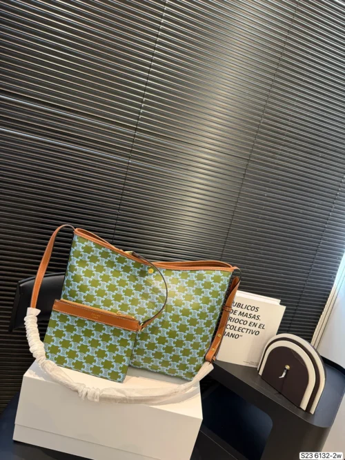 Celine Brown Monogram Leather Tote Bag