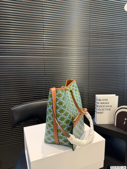 Celine Brown Monogram Leather Tote Bag