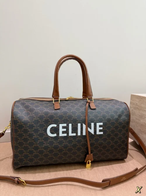 Celine Triomphe Medium Monogram Leather Travel Bag