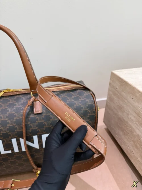 Celine Triomphe Medium Monogram Leather Travel Bag