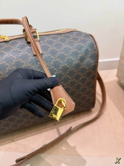 Celine Triomphe Medium Monogram Leather Travel Bag