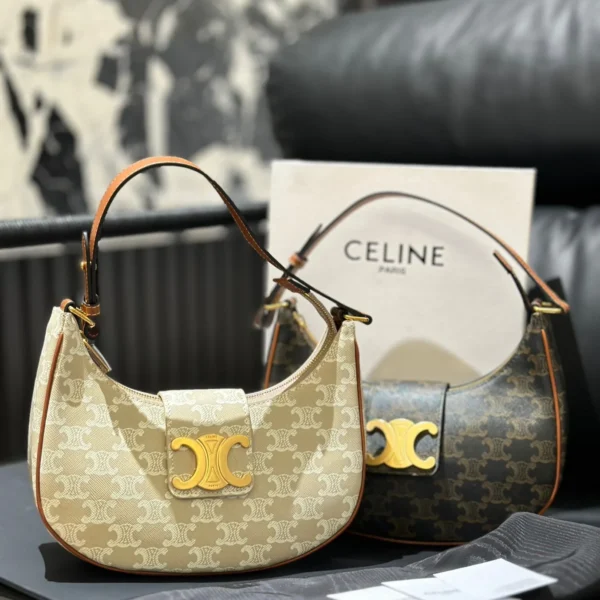 Celine Ava Large Monogram Leather Saddle Bag