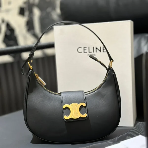 CELINE0094-01 Celine Ava Large Monogram Leather Saddle Bag Style 0094