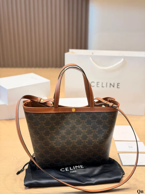 Celine Cabas Brown Monogram Leather Tote Bag