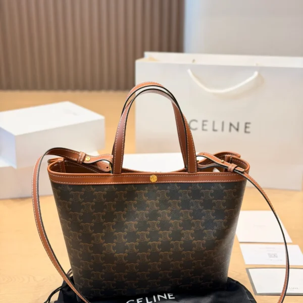 Celine Cabas Brown Monogram Leather Tote Bag