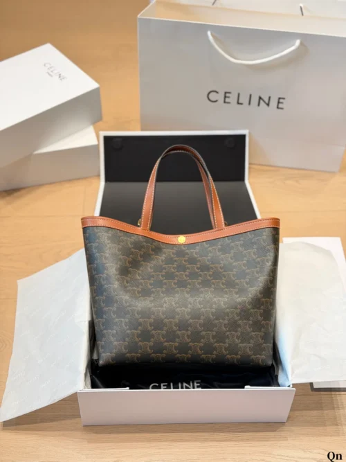 Celine Cabas Brown Monogram Leather Tote Bag