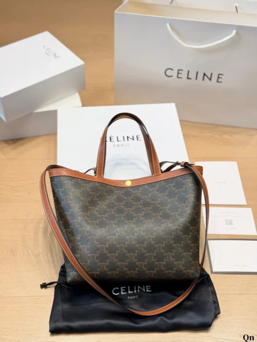 Celine Cabas Brown Monogram Leather Tote Bag