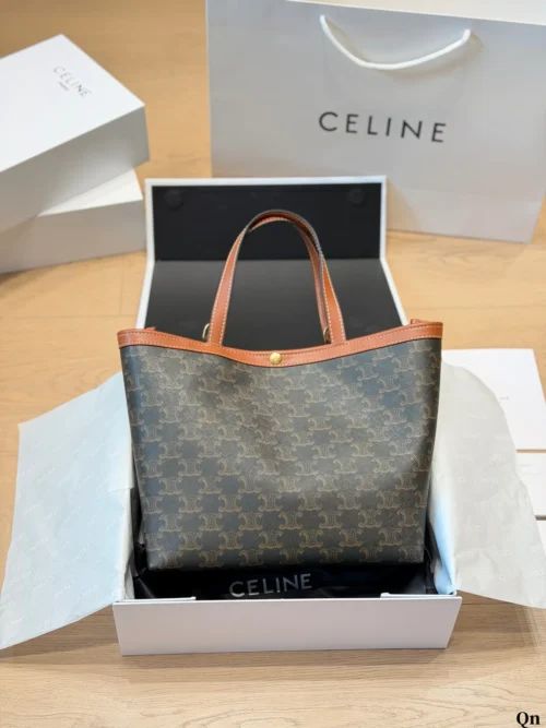 Celine Cabas Brown Monogram Leather Tote Bag