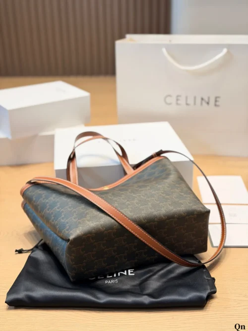 Celine Cabas Brown Monogram Leather Tote Bag
