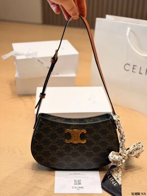 Celine Tilly Monogram Canvas Hobo Bag