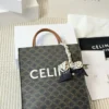 Celine Triomphe Small Brown Monogram Leather Bag