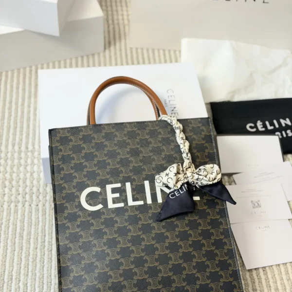 CELINE0140-01 Celine Triomphe Small Brown Monogram Leather Bag