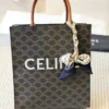 Celine Triomphe Small Brown Monogram Leather Bag