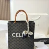 Celine Triomphe Small Brown Monogram Leather Bag