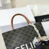 Celine Triomphe Small Brown Monogram Leather Bag