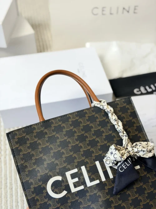 Celine Triomphe Small Brown Monogram Leather Bag