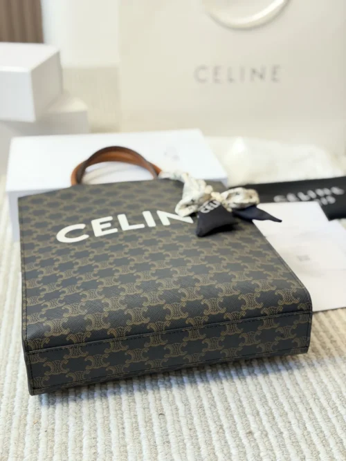 Celine Triomphe Small Brown Monogram Leather Bag