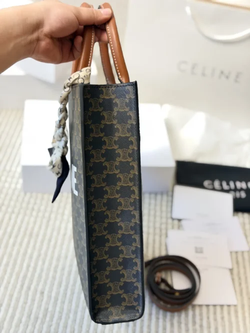Celine Triomphe Small Brown Monogram Leather Bag