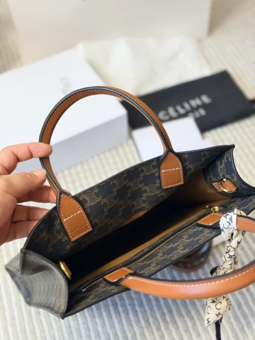 Celine Triomphe Small Brown Monogram Leather Bag