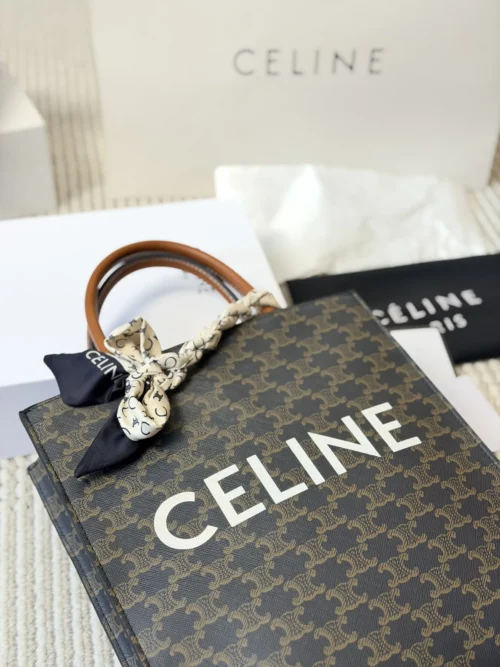 Celine Triomphe Small Brown Monogram Leather Bag