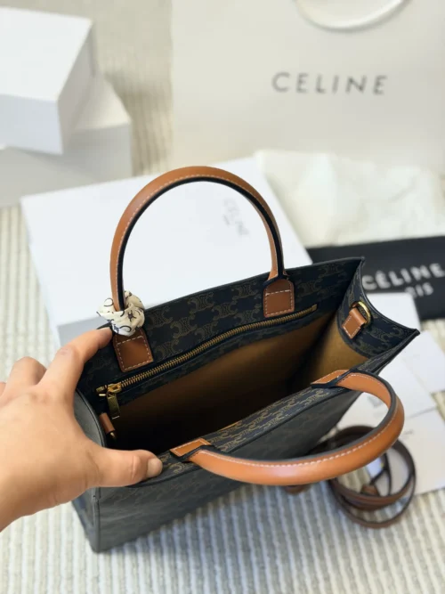 Celine Triomphe Small Brown Monogram Leather Bag
