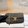 Celine Triomphe Gold Monogram Leather Hobo Bag