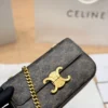 Celine Triomphe Gold Monogram Leather Hobo Bag