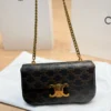 Celine Triomphe Gold Monogram Leather Hobo Bag