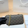 Celine Triomphe Gold Monogram Leather Hobo Bag