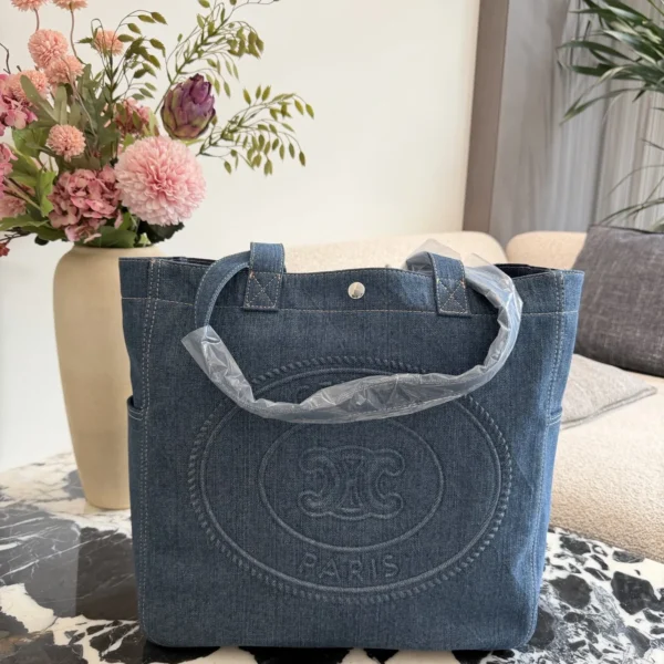 Celine Embroidered Denim Backpack