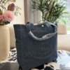Celine Embroidered Denim Backpack