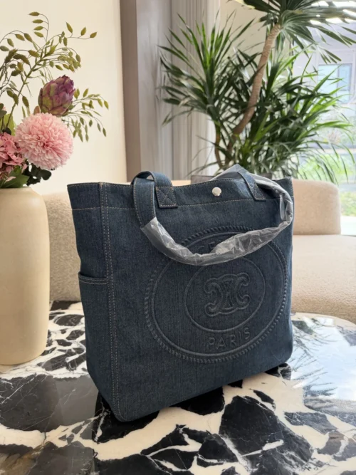 Celine Embroidered Denim Backpack