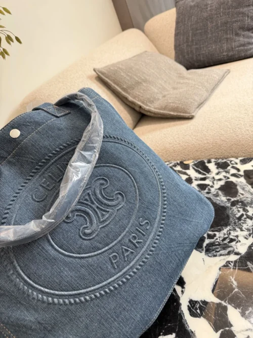 Celine Embroidered Denim Backpack