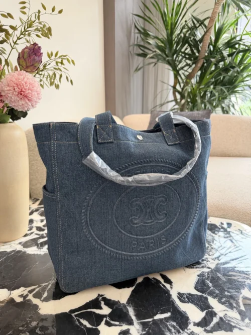 Celine Embroidered Denim Backpack
