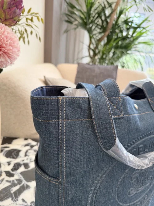 Celine Embroidered Denim Backpack