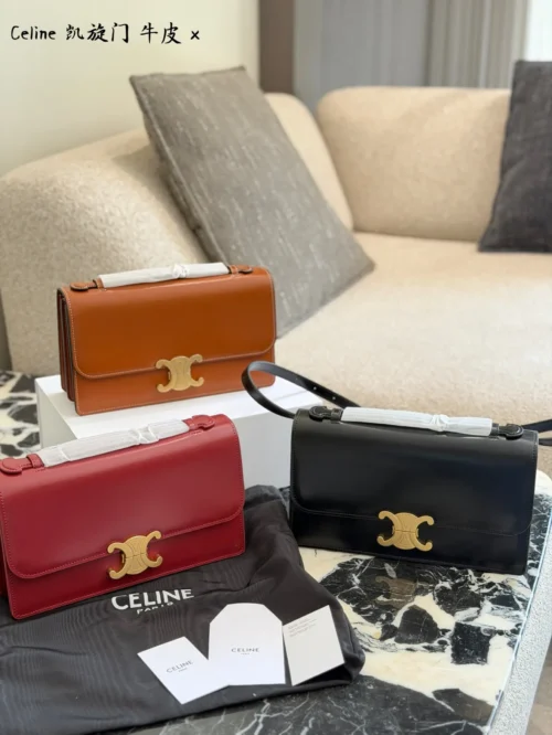 Celine Triomphe Gold Calfskin Handbag