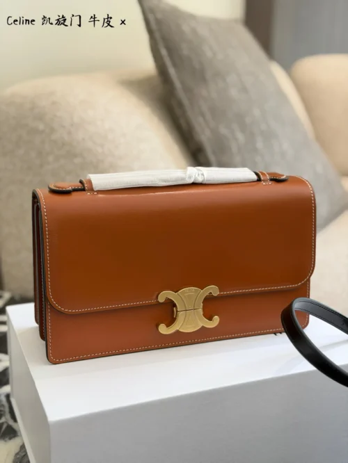 Celine Triomphe Gold Calfskin Handbag