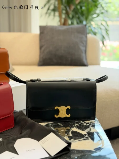 Celine Triomphe Gold Calfskin Handbag