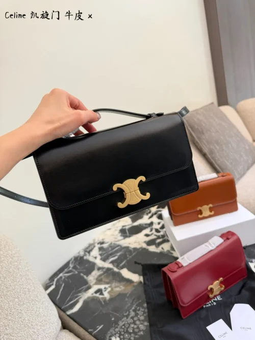 Celine Triomphe Gold Calfskin Handbag