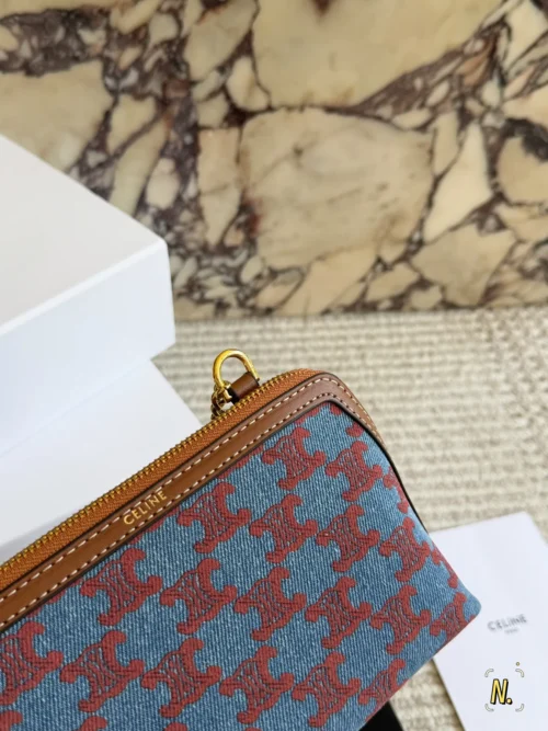 Celine Triomphe Monogram Denim Clutch Bag